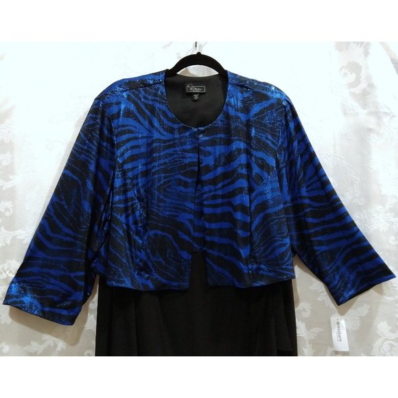 Sequin Zebra Stripe Jacket Sleeveless Dress Set 24 Surplice Stretch Party Prom - Picture 4 of 5